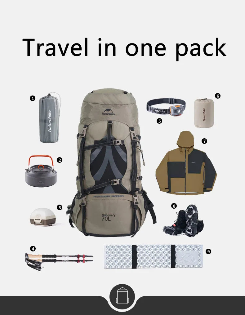 Naturehike 70L Camping Backpack - Ergonomic, Waterproof, and Built for Adventure