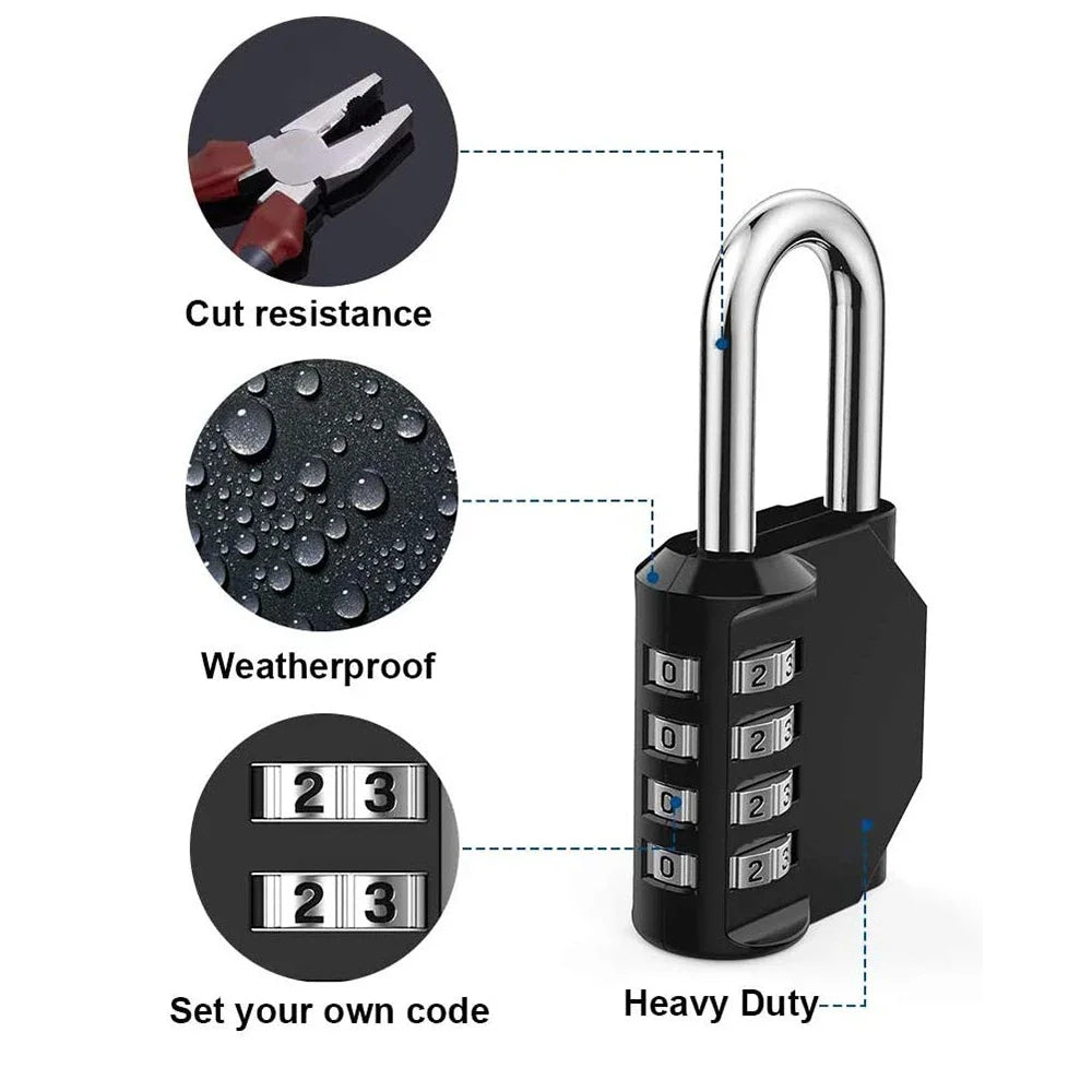 4-Digit Combination Lock – Waterproof and Heavy Duty Padlock for Outdoor and Indoor Use