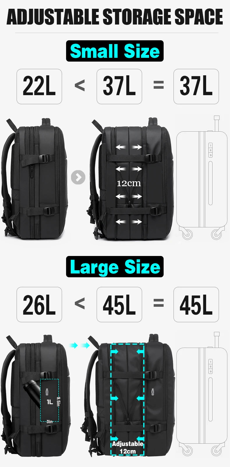 BANGE Expandable Travel Backpack – The Ultimate Companion for Business, School, and Adventure