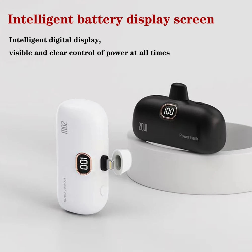 10000Mah Mini Power Bank for Iphone Charger High Capactity Mini Capsule Power Bank Digital Display 20W Fast Charging