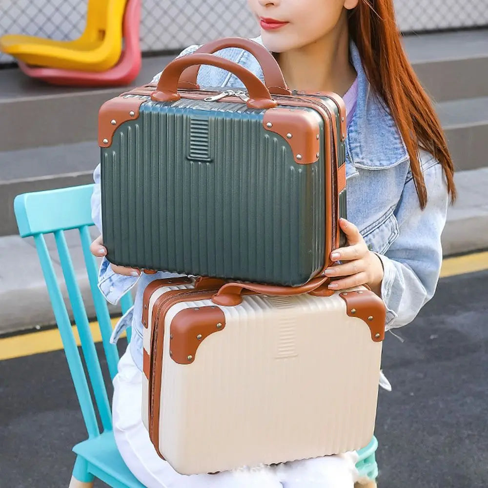 14-Inch Mini Travel Suitcase Cosmetic Box – Makeup Organizer with Password Lock