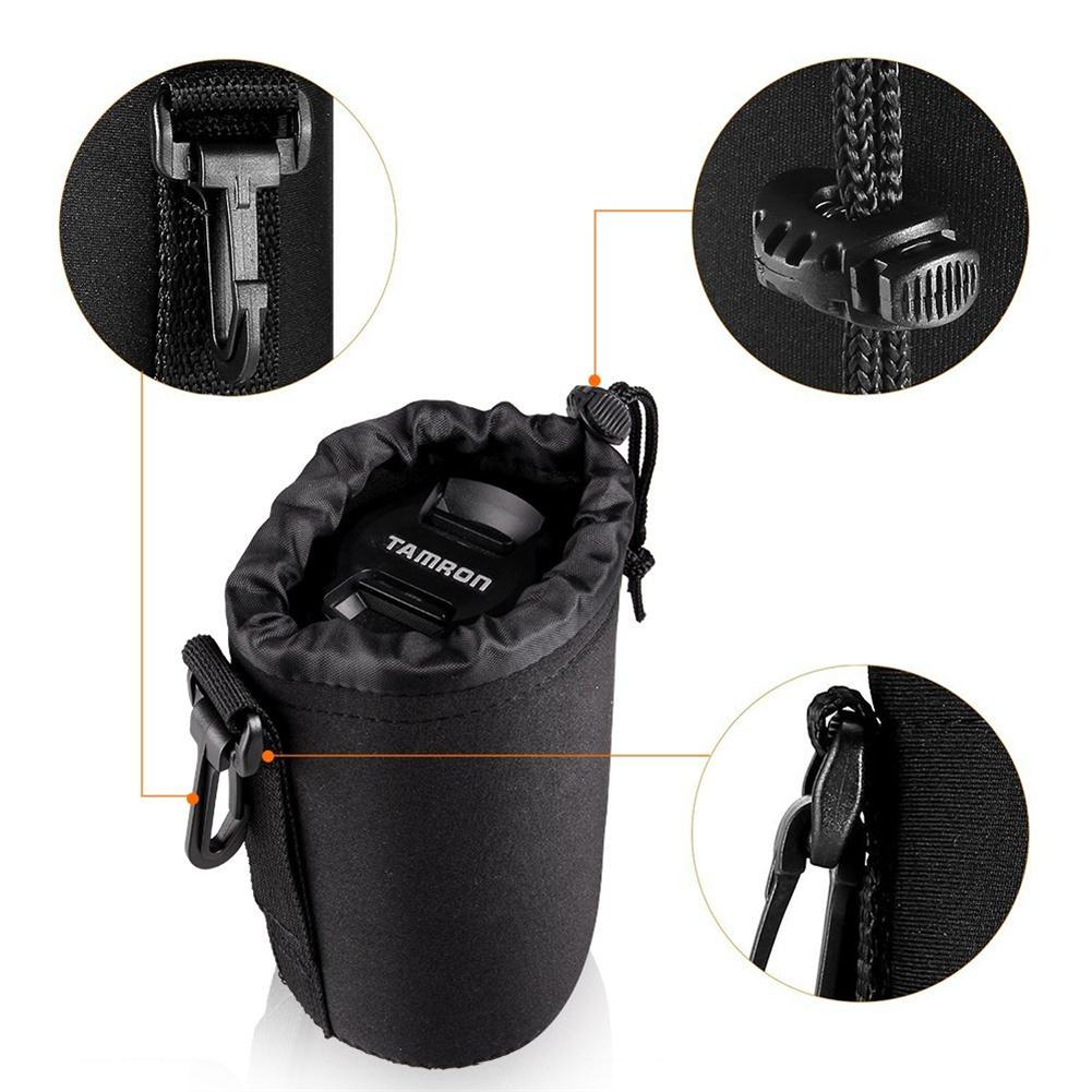 Waterproof DSLR Camera Lens Bag – Neoprene Drawstring Case (S, M, L, XL)