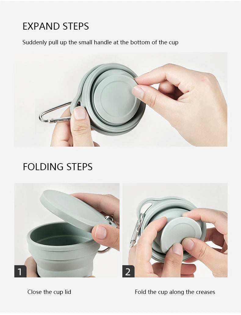 Outdoor Silicone Folding Cup with Hanging Hole – The Perfect Travel Companion for Hydration on the Go