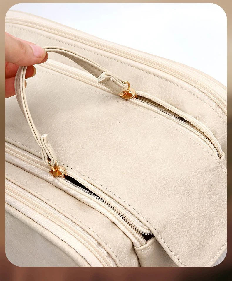 Multifunctional Makeup Bag for Women - Large Capacity PU Leather Travel Makeup and Toiletry Organizer with Double Zipper