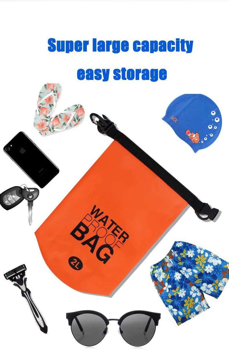 2-Liter Waterproof Dry Bag – Durable and Compression-Friendly Outdoor Backpack for Water Sports and Hiking
