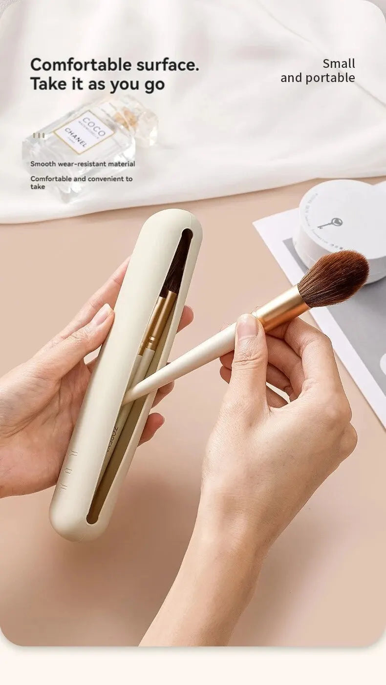 Silicone Makeup Brush & Brow Pencil Case – Dust-Proof, Portable Travel Storage Bag