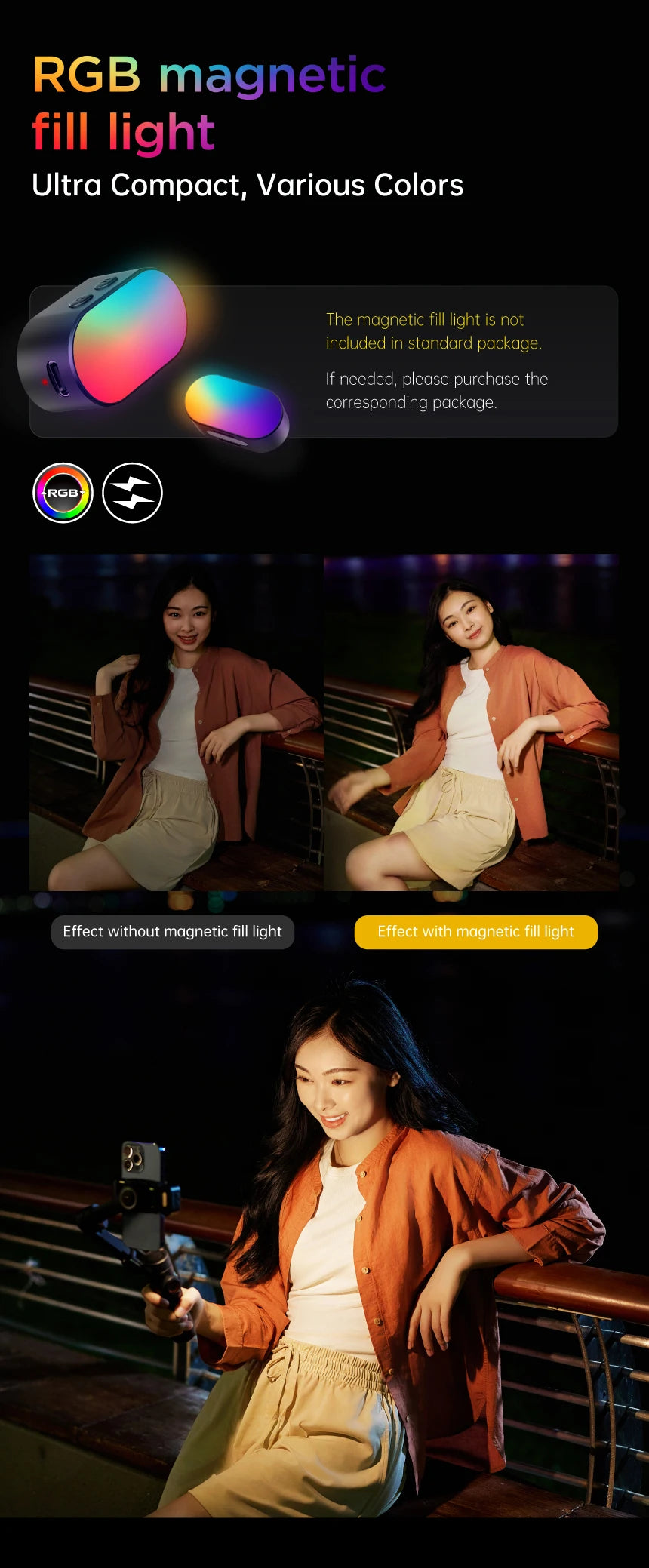AOCHUAN 3-Axis Smartphone Gimbal with Face Tracking Light