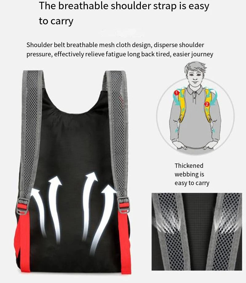 Ultimate Outdoor Folding Backpack - Lightweight Waterproof Nylon Sports Bag, 20L Large-Capacity for Camping, Hiking & Travel