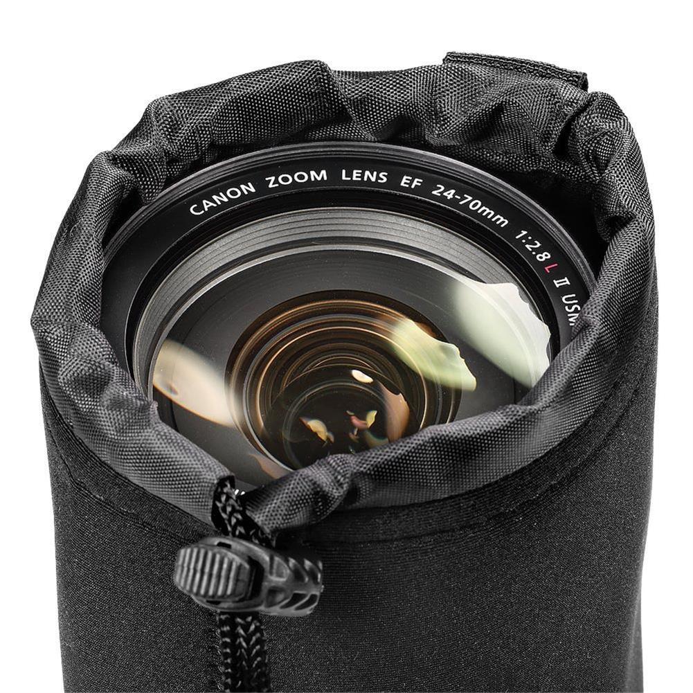 Waterproof DSLR Camera Lens Bag – Neoprene Drawstring Case (S, M, L, XL)