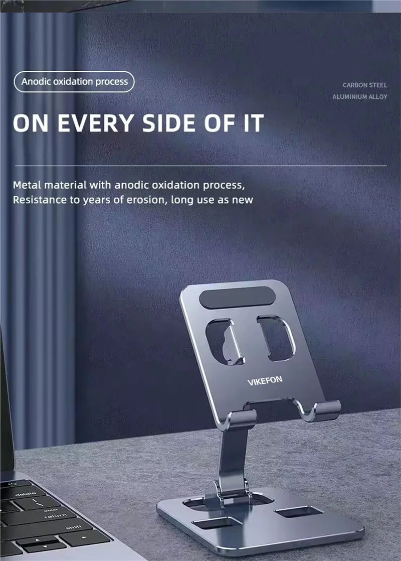 Universal Aluminum Alloy Portable Tablet and Phone Holder – Foldable and Adjustable Desk Stand