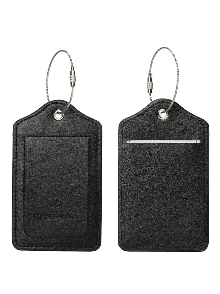 PU Leather Luggage Tag with Privacy Protection and Anti-Loss Wire Rope Loop – Ideal for Luggage and Travel Bags