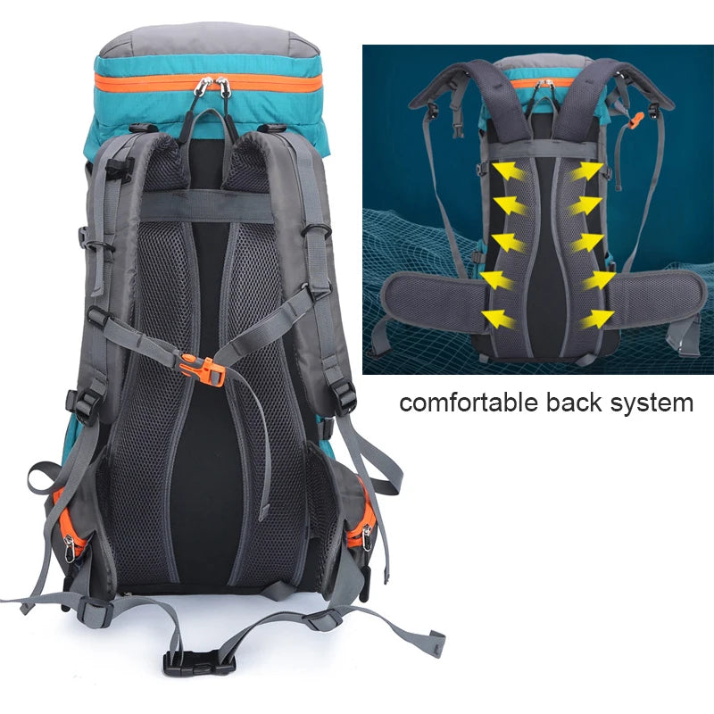 65L Large Capacity Waterproof Camping Backpack - Ideal for Hiking, Climbing, and Outdoor Adventures