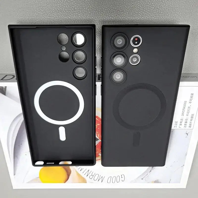Luxury Wireless Charging Soft Silicone Case for Samsung Galaxy S22 S21 S23 S24 Ultra Plus Fe - Matte Shockproof Cover