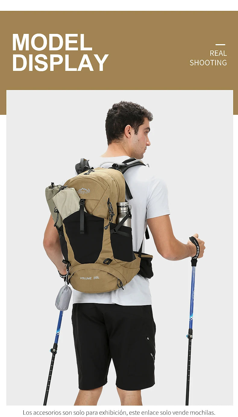 35L Mountaineering Backpack - Waterproof Outdoor Sports Bag for Men and Women, Ideal for Camping, Hiking, and Rain Protection