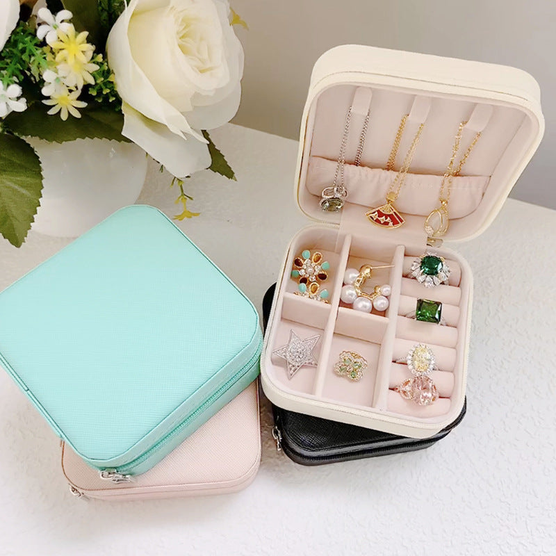 Korean-Inspired Exquisite Portable Jewelry Storage Box - Elegant and Practical for Travel