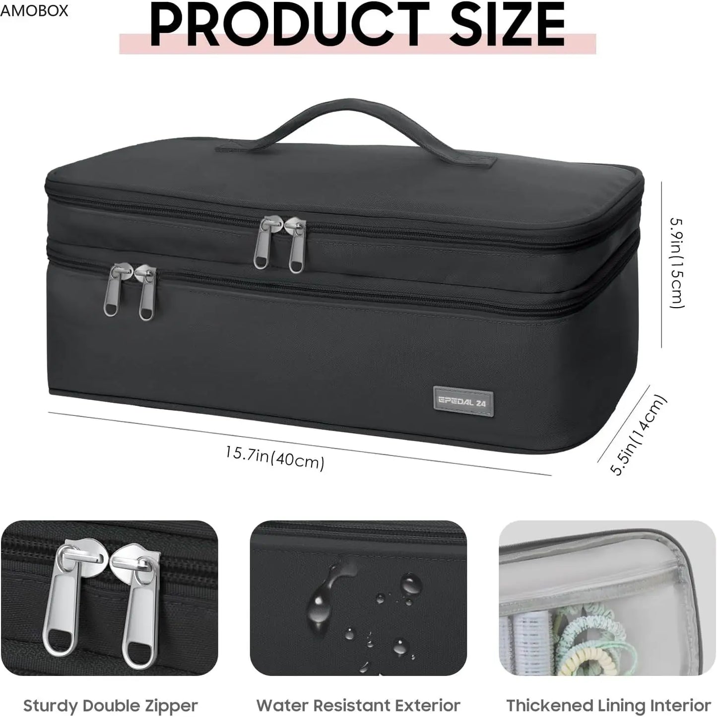 AMOBOX Double-Layer Travel Carrying Case – Portable Organizer for Hair Styling Tools