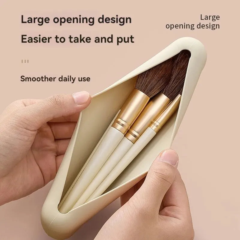 Silicone Makeup Brush & Brow Pencil Case – Dust-Proof, Portable Travel Storage Bag