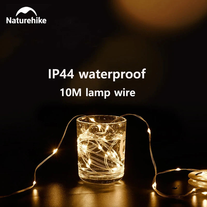 Naturehike 10m Outdoor Camping String Light - IP44 Waterproof, 8 Modes, Lightweight Atmosphere Lantern for Party & Tent Lighting