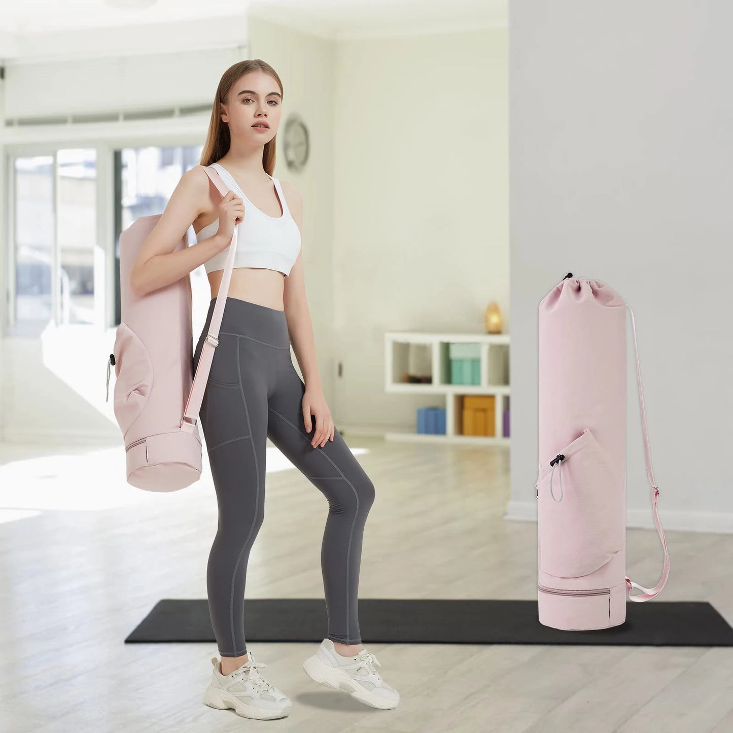 Yoga Mat Bag with Water Bottle Pocket & Wet Bag – 30L Capacity with Shoulder Strap