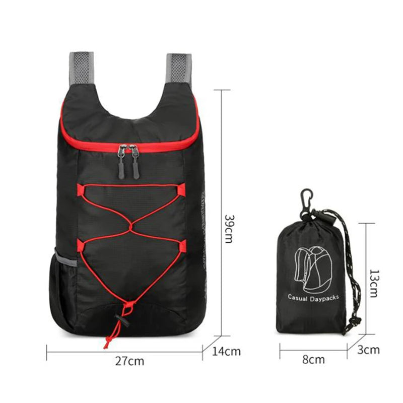 Ultimate Outdoor Folding Backpack - Lightweight Waterproof Nylon Sports Bag, 20L Large-Capacity for Camping, Hiking & Travel