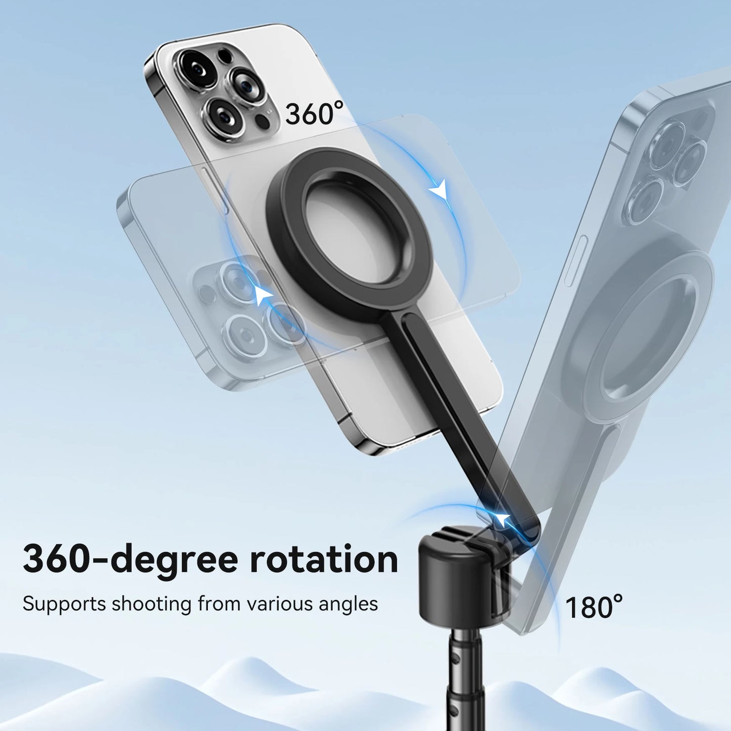 TELESIN 1.3M Magnetic Selfie Stick Tripod with Bluetooth Remote – Perfect for iPhone, Xiaomi, Huawei, Samsung, and Smartphones