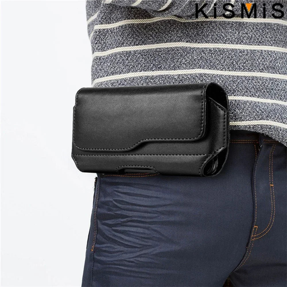Vertical Nylon Cell Phone Belt Clip Holster – Durable Pouch with Card Slot and Keychain Loop for Phones 4.0"-6.7"
