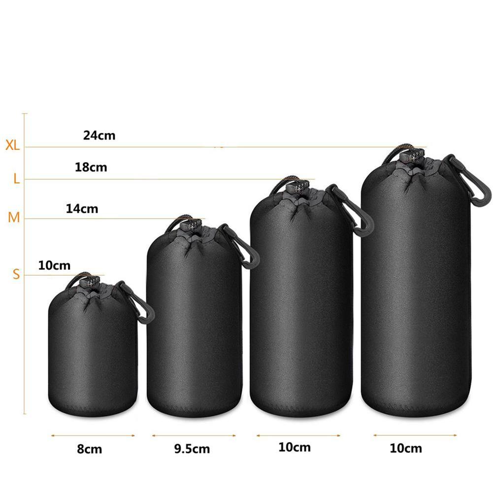 Waterproof DSLR Camera Lens Bag – Neoprene Drawstring Case (S, M, L, XL)