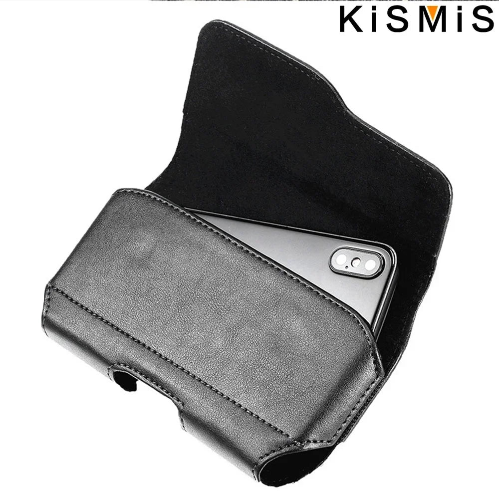Vertical Nylon Cell Phone Belt Clip Holster – Durable Pouch with Card Slot and Keychain Loop for Phones 4.0"-6.7"