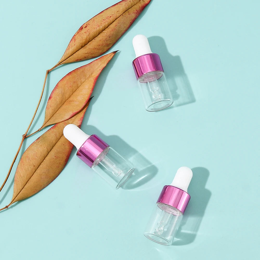 3-Piece 2ml Mini Glass Dropper Bottle Set - Perfect for Travel and DIY Beauty Products