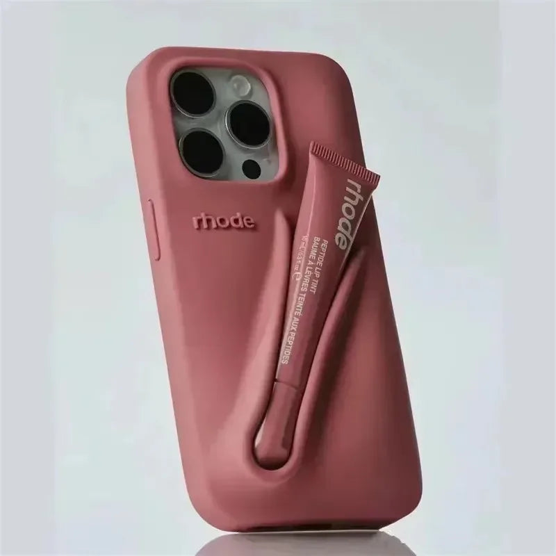 New Autumn Limited Edition Rhode Lip Holder Silicone Phone Case – Stylish and Functional Cover for iPhone 11, 12, 13, 14, 15, 16 Pro Max Plus