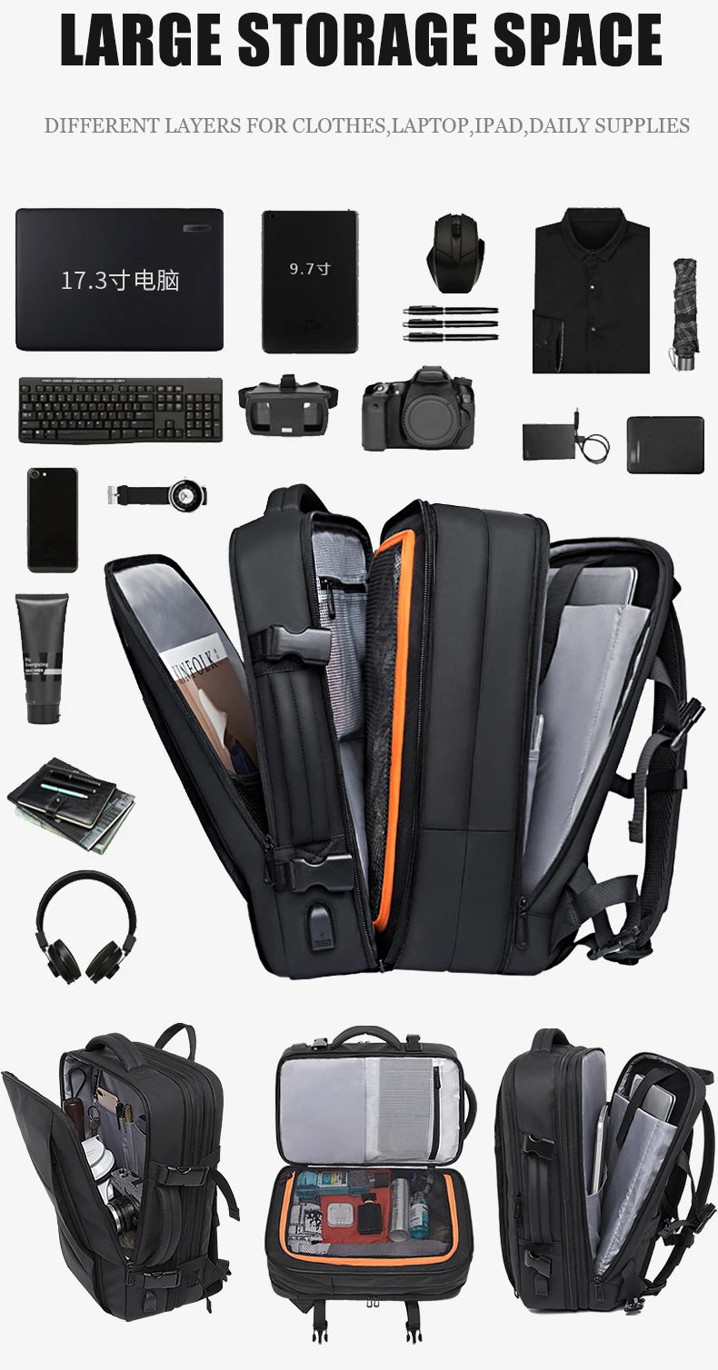 BANGE Expandable Travel Backpack – The Ultimate Companion for Business, School, and Adventure
