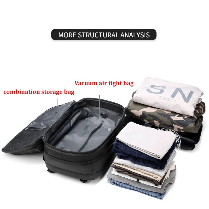 Travel Men's 17-Inch Laptop Backpack – Expandable Business and School Bag with Vacuum Compression and Large Capacity