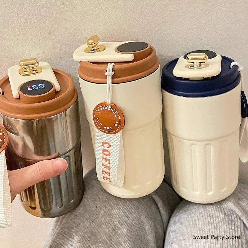 450ML Smart Travel Coffee Mug – LED Temperature Display Stainless Steel Insulated Vacuum Flask