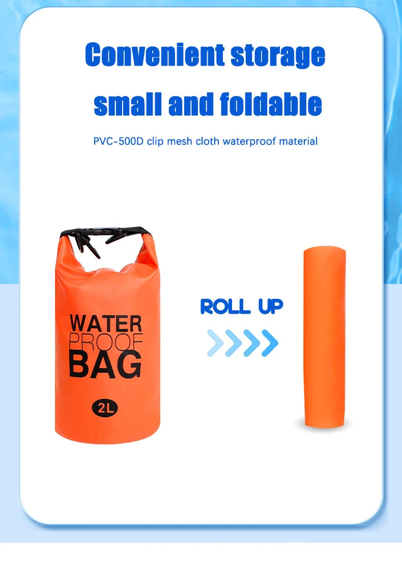 2-Liter Waterproof Dry Bag – Durable and Compression-Friendly Outdoor Backpack for Water Sports and Hiking