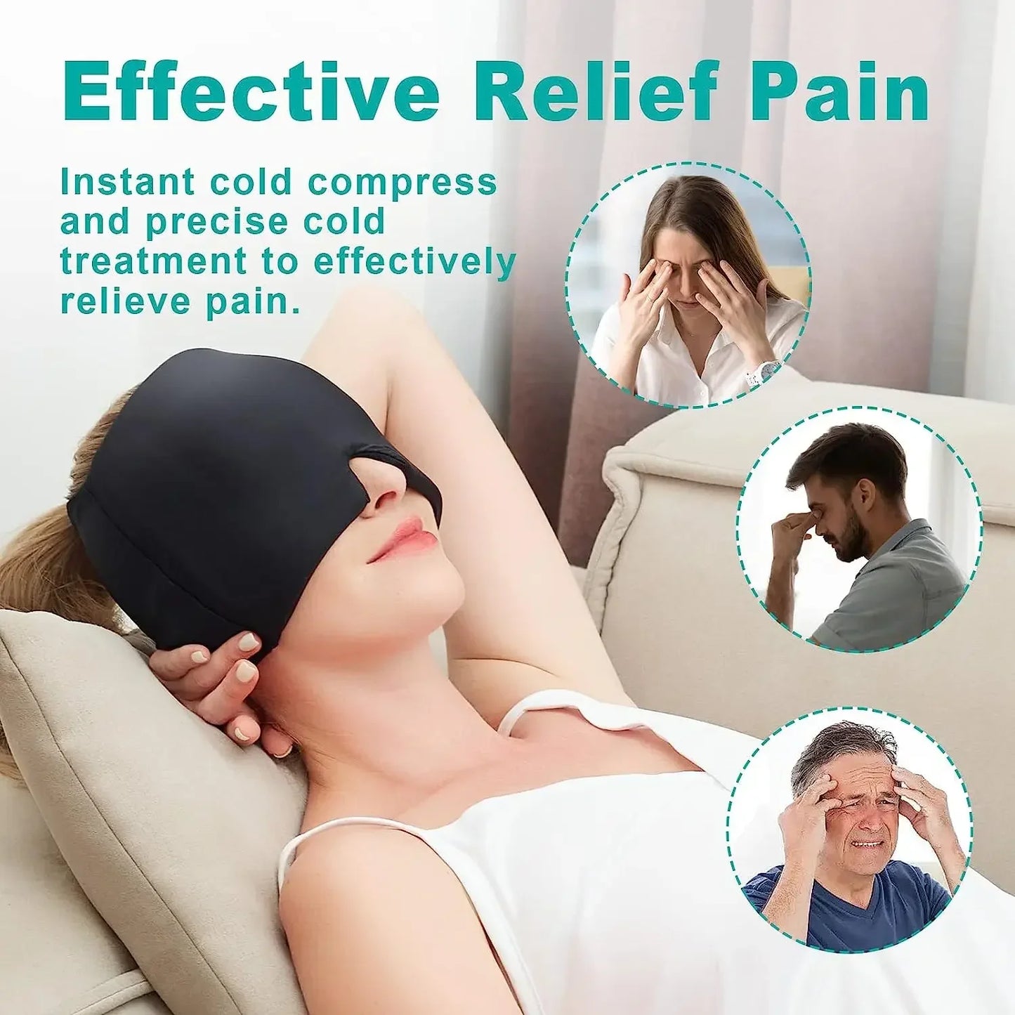 Migraine Relief Ice Hat – Ultimate Comfort and Therapy for Headache, Stress, and Pressure Relief with Hot/Cold Gel Compression Technology