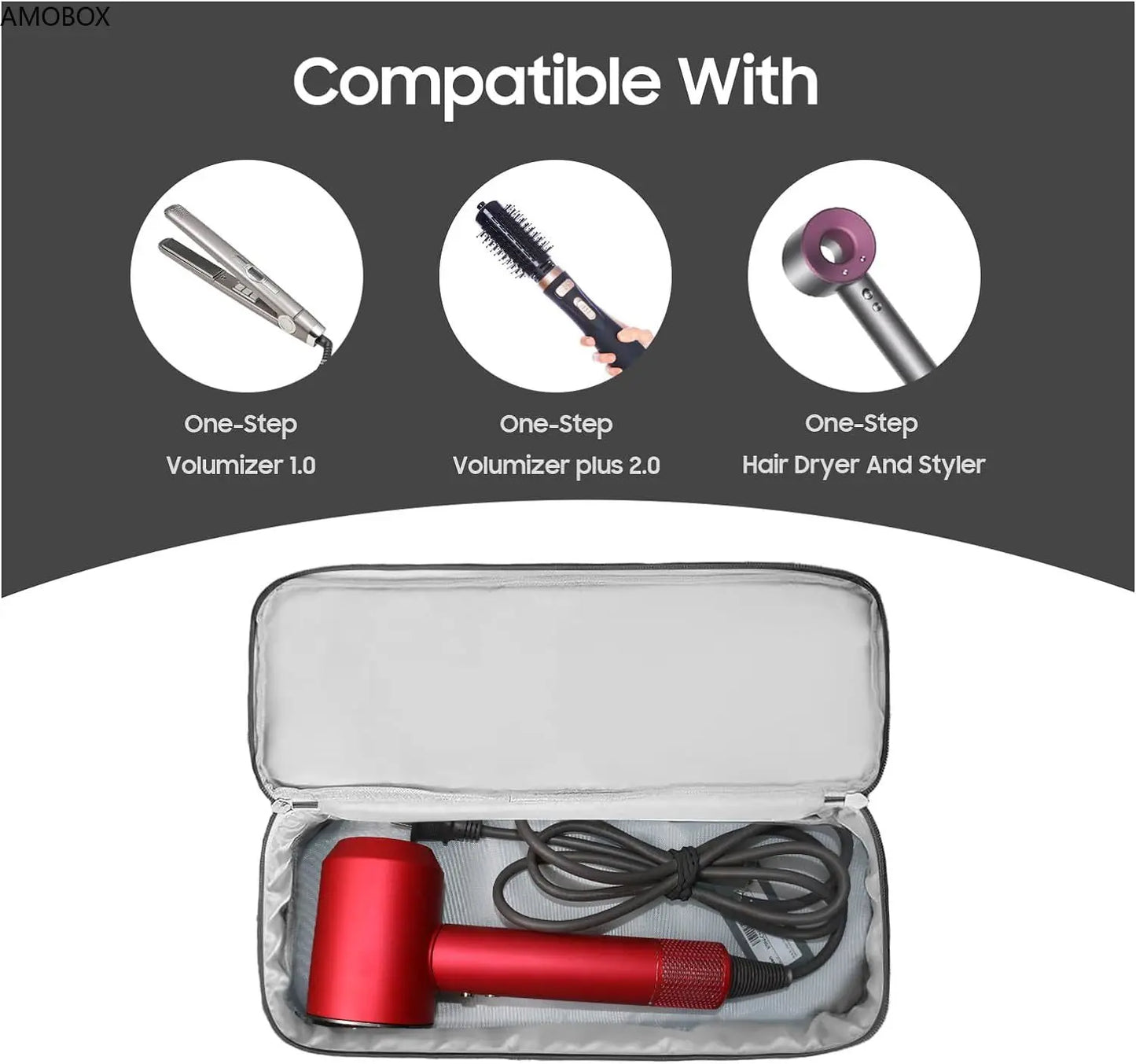 AMOBOX Double-Layer Travel Carrying Case – Portable Organizer for Hair Styling Tools