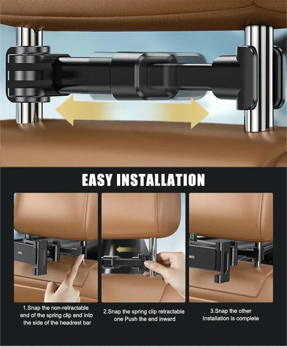 Universal Car Headrest Tablet Holder - Compatible with 4.7"-12.9" Devices