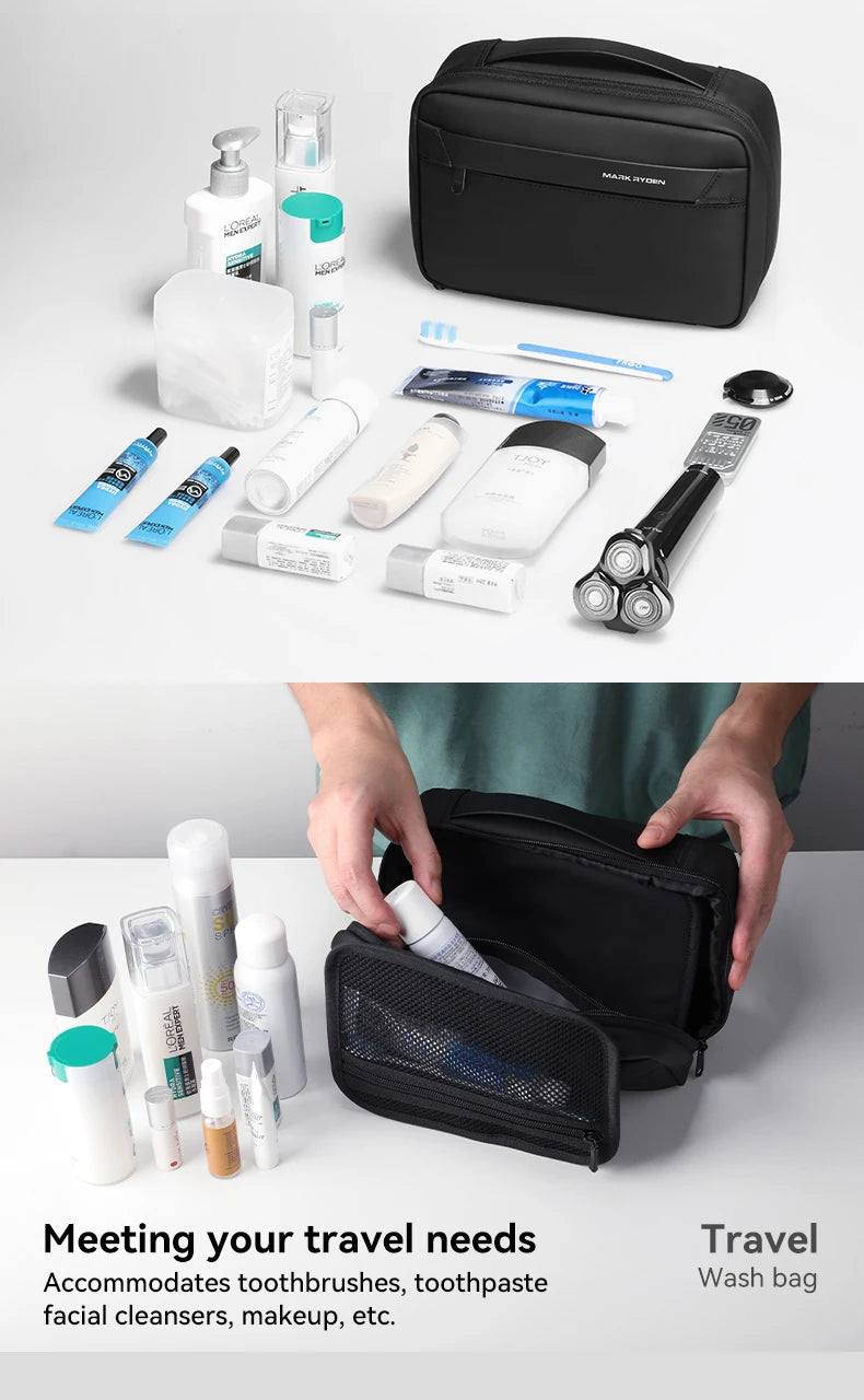 Men's Waterproof Travel Toiletry Bag – Dry/Wet Separation Business Trip Organizer