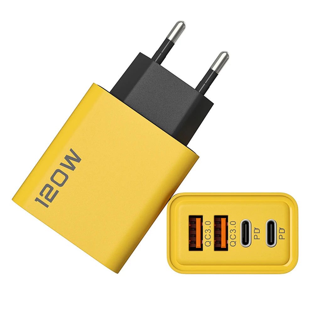 120W 4-Port USB-C Fast Charger - Perfect for Travel, Home, and Office