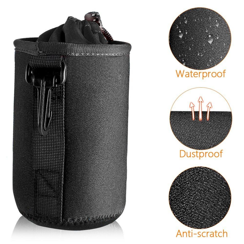 Waterproof DSLR Camera Lens Bag – Neoprene Drawstring Case (S, M, L, XL)