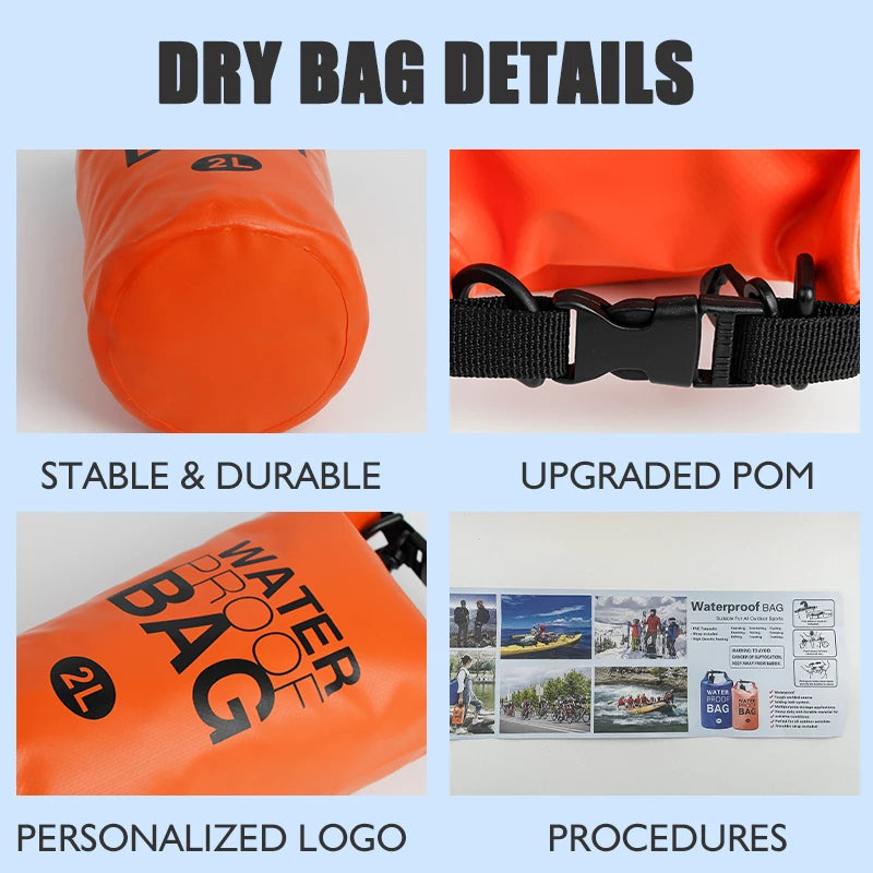 2-Liter Waterproof Dry Bag – Durable and Compression-Friendly Outdoor Backpack for Water Sports and Hiking