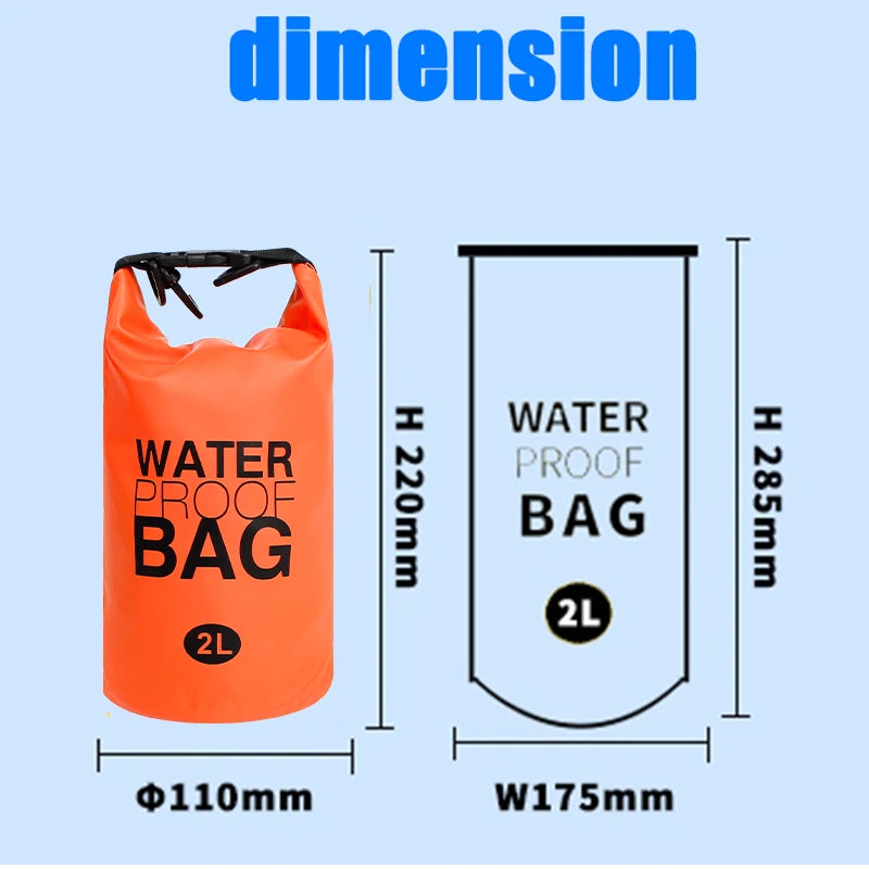 2-Liter Waterproof Dry Bag – Durable and Compression-Friendly Outdoor Backpack for Water Sports and Hiking