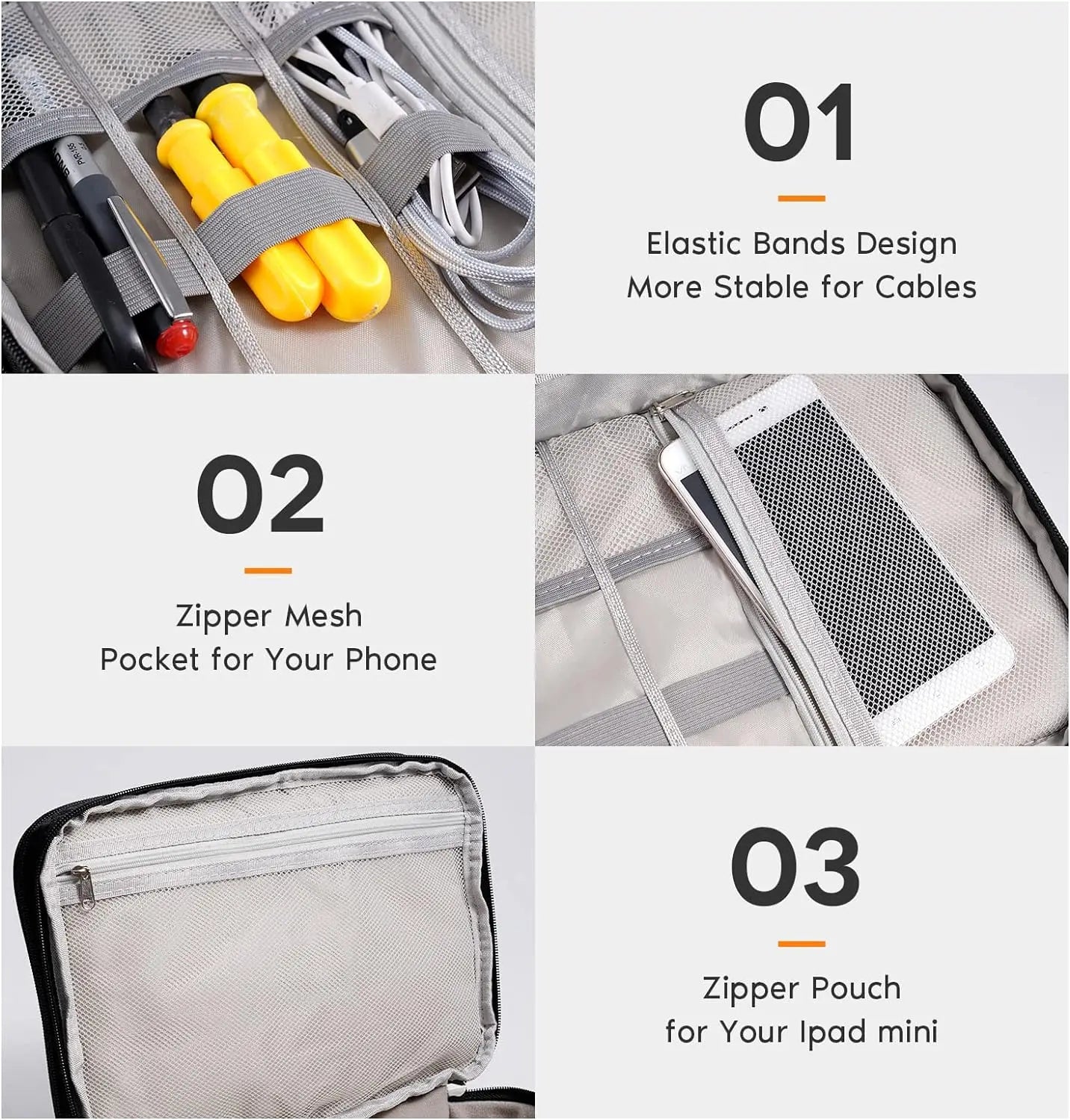 Waterproof Digital Organizer Cable Storage Bag for Travel and Home