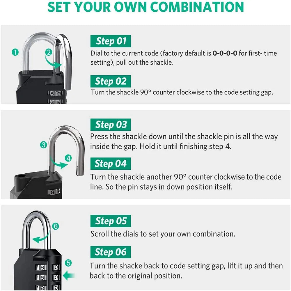4-Digit Combination Lock – Waterproof and Heavy Duty Padlock for Outdoor and Indoor Use