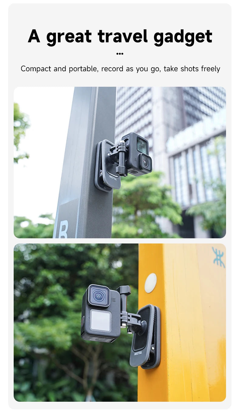 TELESIN 360° Rotation Magnetic Backpack Clip Mount for GoPro, Insta360, and DJI Action Cameras