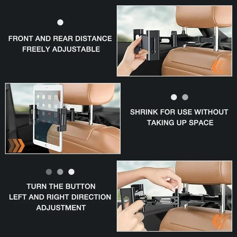 Universal Car Headrest Tablet Holder - Compatible with 4.7"-12.9" Devices