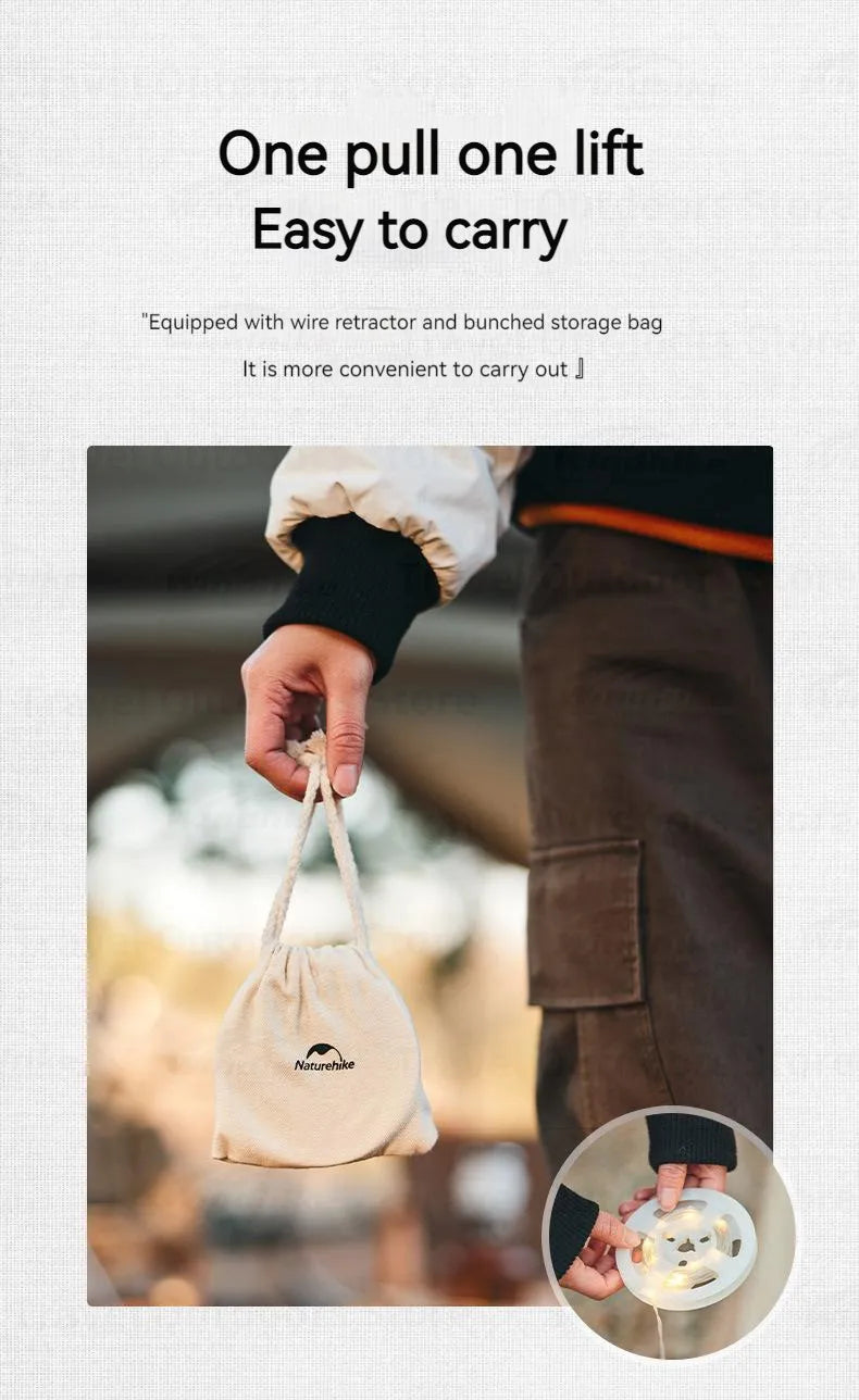 Naturehike 10m Outdoor Camping String Light - IP44 Waterproof, 8 Modes, Lightweight Atmosphere Lantern for Party & Tent Lighting