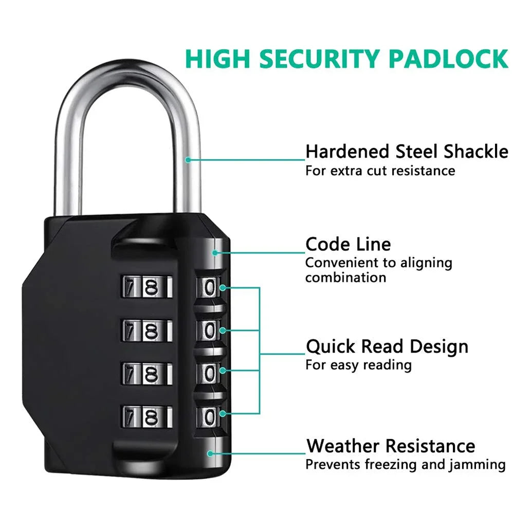 4-Digit Combination Lock – Waterproof and Heavy Duty Padlock for Outdoor and Indoor Use