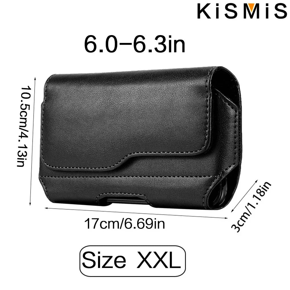 Vertical Nylon Cell Phone Belt Clip Holster – Durable Pouch with Card Slot and Keychain Loop for Phones 4.0"-6.7"