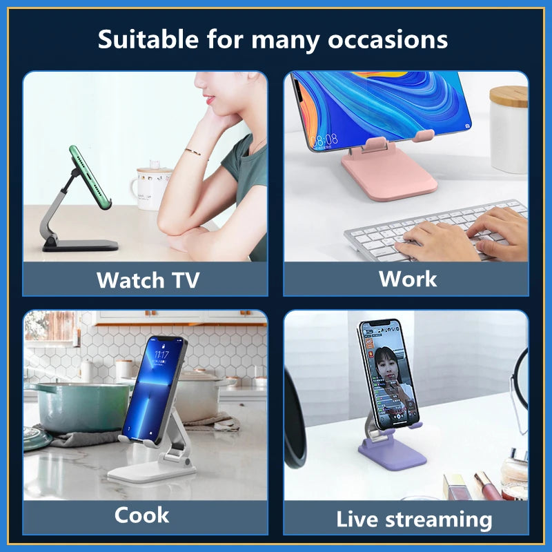 Foldable ABS Desktop Mobile Phone Stand for iPad, iPhone , Smartphones & Tablets